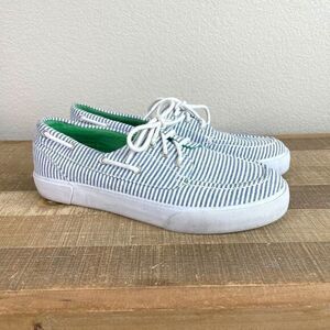 Polo Ralph Lauren Lilia Seersucker Boat Shoes Womens‎ 10B Blue Striped Slip On